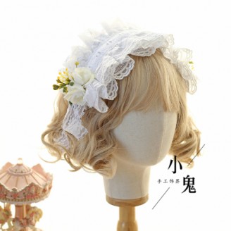 White Rose Lace Lolita Headdress (LG24)